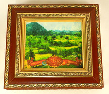 Olivia Master Blends Wooden Cigar Box Brass Canvas Velvet lined 9