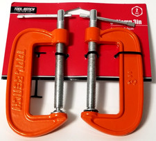 Tool Bench 2-Pack 3” C-Clamp Heavy Duty Metal Woodworking Clamp Set - New picture