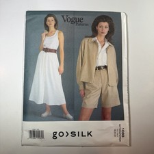 VTG NEW Vogue 1088 Go Silk Designer Pattern Sz 18 20 22 Jacket Skirt Short Uncut picture