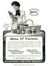 1905 Original Heinz 57 Varieties Ad. Preserved Cherries In Crock, Cans, Bottles picture