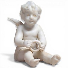 VTG White Ceramic Porcelain Cherub Angel Sitting Figurine 1.75