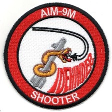 AIM-9M Shooter Round Red Korean Sidewinder Snake Military Embroidered Patch picture
