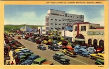 Daily Crowds on Avenida Revolucion, TIJUANA, Mexico Linen Postcard - Curt Teich picture