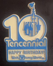 Vintage 1981 Disney 10th Happy Birthday Tencennial Cast Member Plastic Pin picture