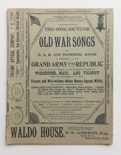 1897 Old War Songs G.A.R. Souvenir Songbook Worcester Mass Massachusetts Ads picture