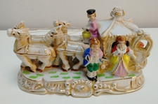 Vintage PICO Japan Horse Drawn Carriage Figurine Hand Painted Gold Trim Rococo picture