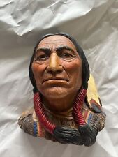 LEGEND PRODUCTS SITTING BULL INDIAN CHIEF CHALKWARE HEAD BOSSONS STYLE PLAQUE picture
