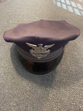 Vintage 1970s  Pinkerton's Security Guard Blue Visor Cap With Metal Eagle picture