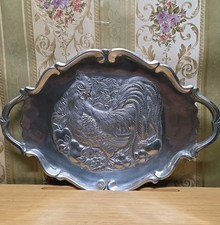 Vtg Rooster Holiday Serving Thanksgiving Tray 22