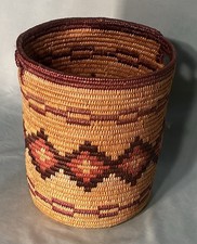 Vintage Jicarilla Apache Handwoven Coiled Basket 10” Native American Basketry picture