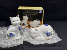 Formalities By Baum Bros Blue Victorian Rose Collection Cat Salt & Pepper Set picture