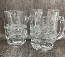 Vtg Stardust Casino Las Vegas Heavy Glass Mug Embossed Building Lot Of 2 picture