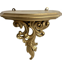 Vintage Syroco Ornate Gold Tone Wall Shelf Hollywood Regency MCM picture