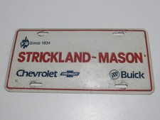 VTG Strickland-Mason Chevrolet Rittman Ohio Metal Dealership Booster Plate Tag picture