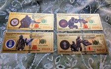 4pc US Armed Forced Army Navy Marines Air Force gold foil banknote set Mint picture