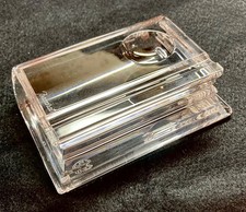 Vintage Baccarat France crystal book shaped paperweight with pen rest & inkwell picture