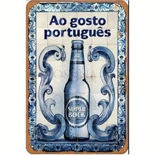 Vintage Portuguese Super Bock Beer Tin Metal Signs Home Décor 8x12 picture
