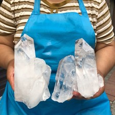 2Pcs 4.46LB Natural White Clear Quartz Crystal Cluster Rough Healing Specimen picture