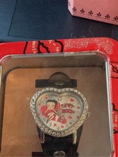 Adorable Vintage 2000s Betty Boop Heart Shaped Watch with Rhinestones picture