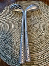 Silver Metal Pewter Aluminum Golf Club Solid and Slotted Serving Spoons 12 3/4