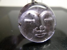 Indonesian Black Tektite Agni Manitite Carved MOON Sterling 925 Pendant   picture