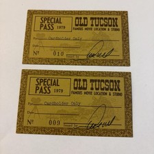 Vintage 1979 Old Tucson Special Press Pass Tickets Lot Of 2 Movie Studio AZ 70s picture