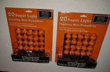 2 Packages 1998 Spooky Hollow 20 Super Light Flashing Mini Pumpkins Works Tested picture