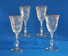 Cambridge Glass Wildflower Gold Water Goblets 8 1/4