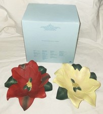 Partylite Poinsettia Pair Tealight Christmas Flowers Candle Holders picture