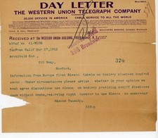 1912 Western Union Telegram Edmund Tauszky to Archibald Cox Trademark Dispute picture