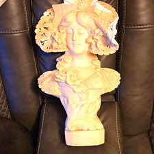 White Carved Alabaster Woman  Figurine Sculpture, Matte Finish, Unboxed, Signed picture