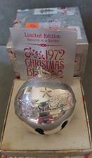 Wallace Sleigh Bell 1972 Christmas Ornament Silver Plate with Box picture