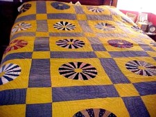 Antique Scrappy WHEEL OF FORTUNE Quilt 87340 picture