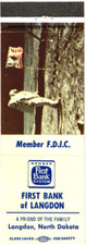 First Bank of Langdon Langdon ND Vintage Matchbook Cover 1970s picture