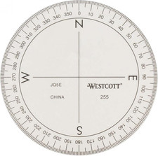 360-Degree Compass Protractor, Crystal Clear Transparent Dial, Calibrated for 36 picture