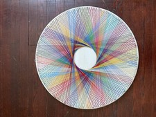 Vintage String Nail Art spirograph RAINBOW Wall Hanging Picture Framed 24'' picture