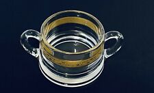 Sugar Bowl Glass Double Handled Gold Band Decoration Unknown Maker picture