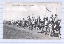 GRAND PARADE OF BLACKFOOT INDIANS - PRIVATE POST CARD - UNUSED - 1907 B/W picture