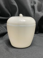 Apple Jam Jar Rare Hazel Atlas Opal White Platonite Glass picture