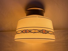 REWIRED Vtg Flush Mount Glass Ceiling Light Art Deco Mid Mod 1920s 1940s 1960s picture