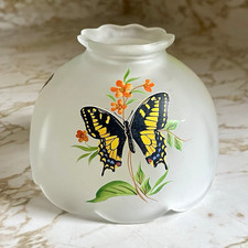 Vintage Westmoreland Fairy Lamp Shade Frosted Glass Top ONLY Butterflies picture
