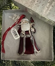 2026 Harvey Lewis Santa w Robe Cardinal Christmas Ornament w Crystals, New w Box picture