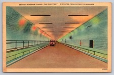 Michigan Detroit Windsor Canada Tunnel The Fleetway Auto Postcard c.1940 picture