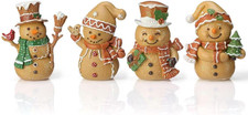Thyle 4 Pcs Christmas Gingerbread Snowman Figurines Decorations picture