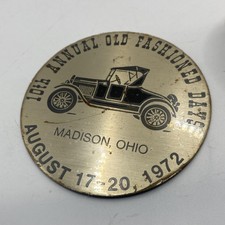 Vintage 1972 Old Fashioned Days Madison Ohio Car Show Metal Plaque Souvenir picture