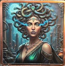 Medusa Art Design 5 AVDP oz .999 Fine Copper Bar Bullion In Capsule picture