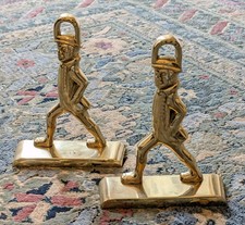Pair Vintage Virginia Metalcrafters Colonial Doorstops / Book Ends Brass CW 8-7 picture