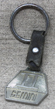 Vintage 1970s Gemini Zodiac Keychain Leather Metal Astrological Sign Hexagon picture