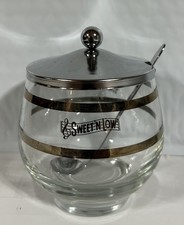 Vintage Sweet N Low Lidded Glass Sugar Bowl with Metal Spoon picture
