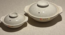 Ginpo White Kannyu Banko Donabe Japanese Clay Pot Set Of Two, Japanese Ceramics picture